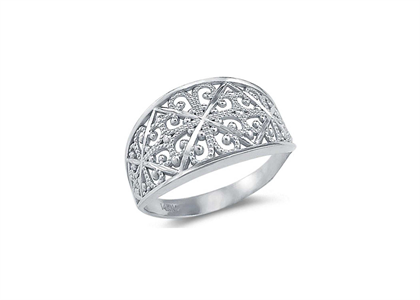 Silver Plated Filigree Heart Ring